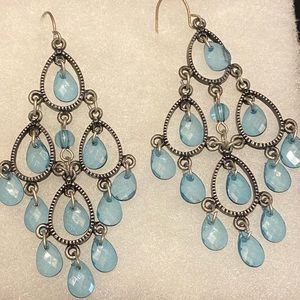 Ice Blue Vintage Chandelier Pierced Earrings